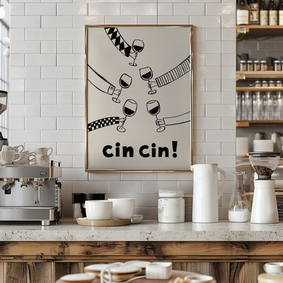 Cin cin! Wine Party with Friends - Stretched Canvas, Poster or Fine Art Print I Heart Wall Art