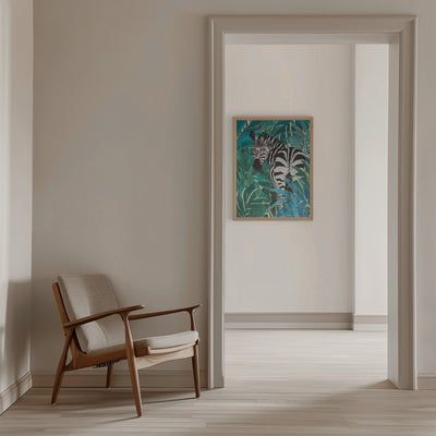 Zebra in the jungle 2 - Stretched Canvas, Poster or Fine Art Print I Heart Wall Art