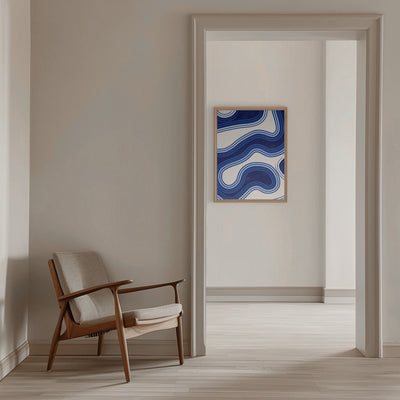 Blue Wave Patterns - Stretched Canvas, Poster or Fine Art Print I Heart Wall Art