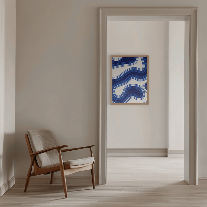 Blue Wave Patterns - Stretched Canvas, Poster or Fine Art Print I Heart Wall Art