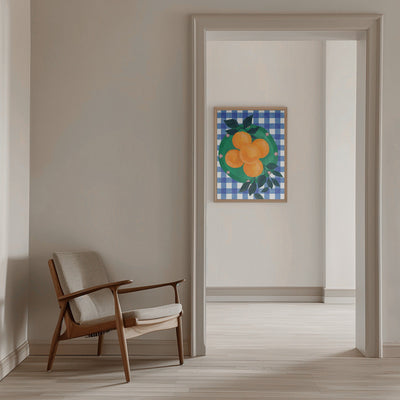 Checkered Citrus Charm - Stretched Canvas, Poster or Fine Art Print I Heart Wall Art