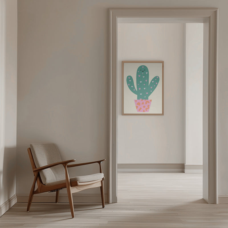 Happy Cactus - Stretched Canvas, Poster or Fine Art Print I Heart Wall Art