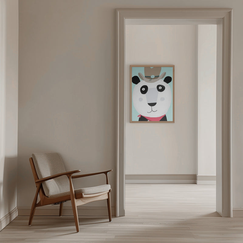 Funny Panda with Cowboy Hat by Artist Carla Daly - Stretched Canvas, Poster or Fine Art Print I Heart Wall Art