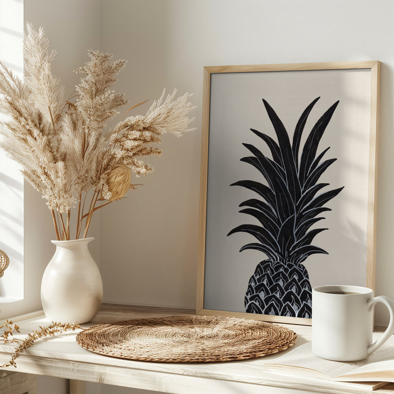 Black Pineapple - Stretched Canvas, Poster or Fine Art Print I Heart Wall Art