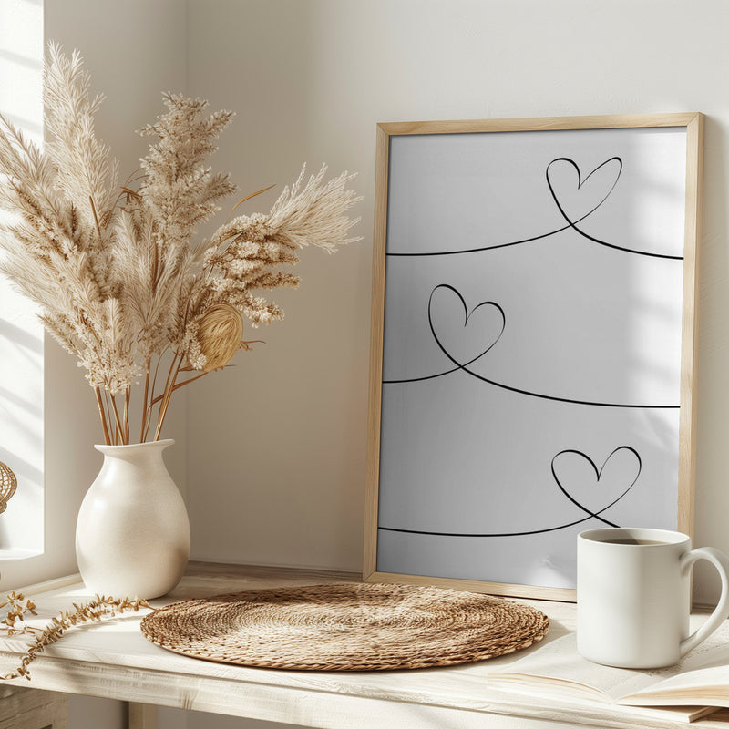 One Line 02 - Stretched Canvas, Poster or Fine Art Print I Heart Wall Art