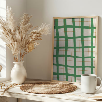 Green Grid - Stretched Canvas, Poster or Fine Art Print I Heart Wall Art