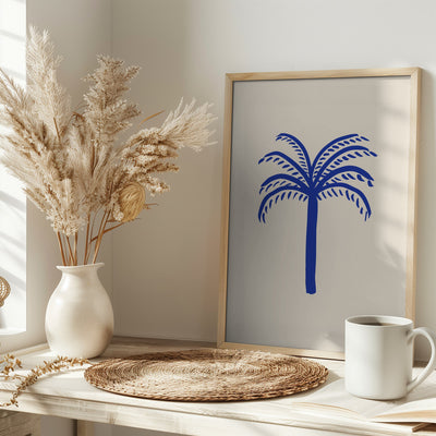 Blue Palm - Stretched Canvas, Poster or Fine Art Print I Heart Wall Art