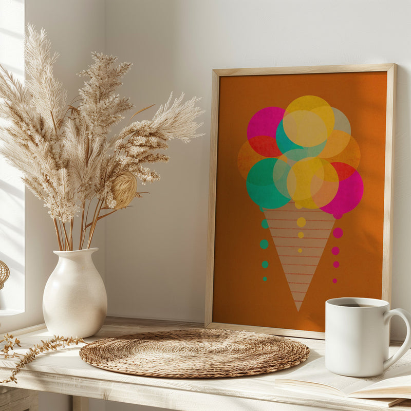 Neon Ice Cream - Stretched Canvas, Poster or Fine Art Print I Heart Wall Art