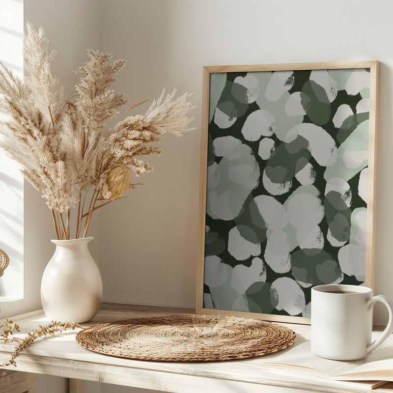 Green Round Strokes Pattern - Stretched Canvas, Poster or Fine Art Print I Heart Wall Art