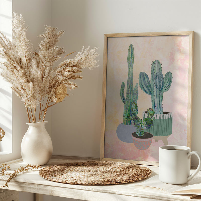 Boho Cactus Trio - Stretched Canvas, Poster or Fine Art Print I Heart Wall Art