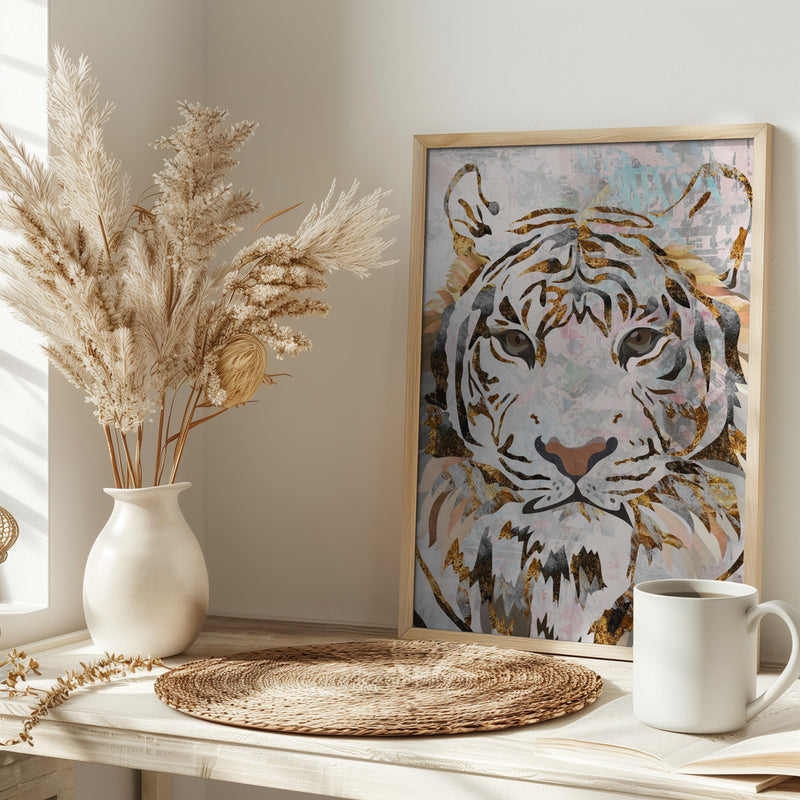 Grunge Gold Tiger - Stretched Canvas, Poster or Fine Art Print I Heart Wall Art