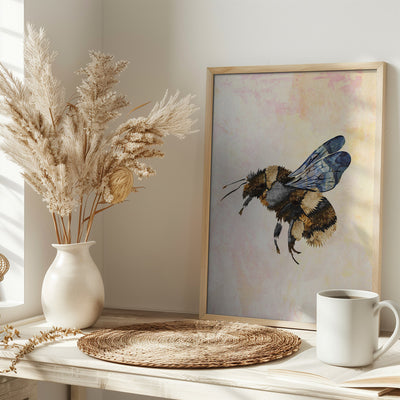 Grunge Watercolour Bee - Stretched Canvas, Poster or Fine Art Print I Heart Wall Art