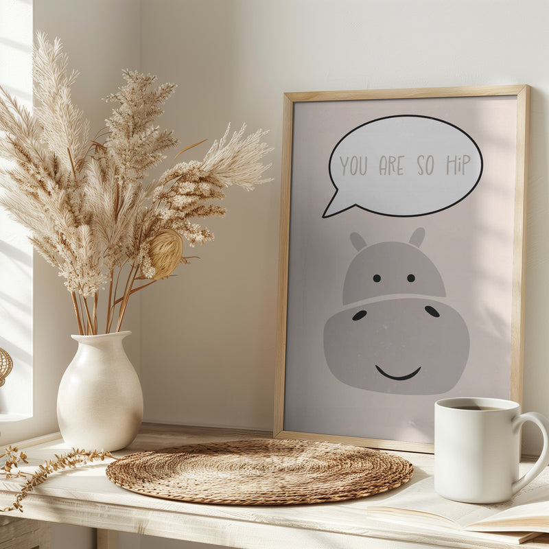 Hippo nursery print - Stretched Canvas, Poster or Fine Art Print I Heart Wall Art