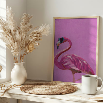 Magenta Metallic Flamingo - Stretched Canvas, Poster or Fine Art Print I Heart Wall Art