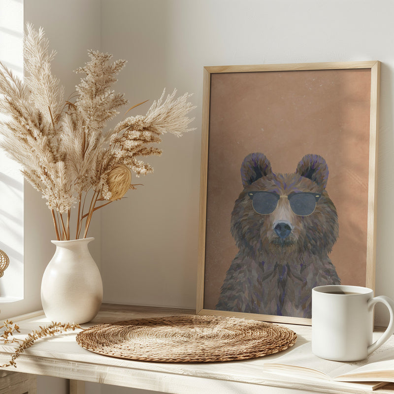 Cool Bear Portrait - Stretched Canvas, Poster or Fine Art Print I Heart Wall Art