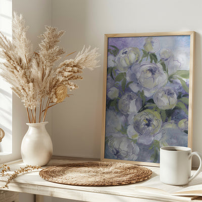 Sady painterly florals in violet - Stretched Canvas, Poster or Fine Art Print I Heart Wall Art