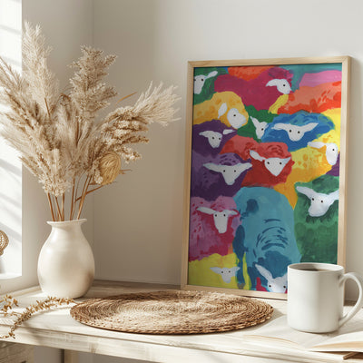 Colorful Sheep Cocktail - Stretched Canvas, Poster or Fine Art Print I Heart Wall Art