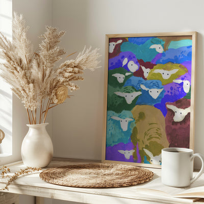 Colorful Sheep Cocktail seaside - Stretched Canvas, Poster or Fine Art Print I Heart Wall Art