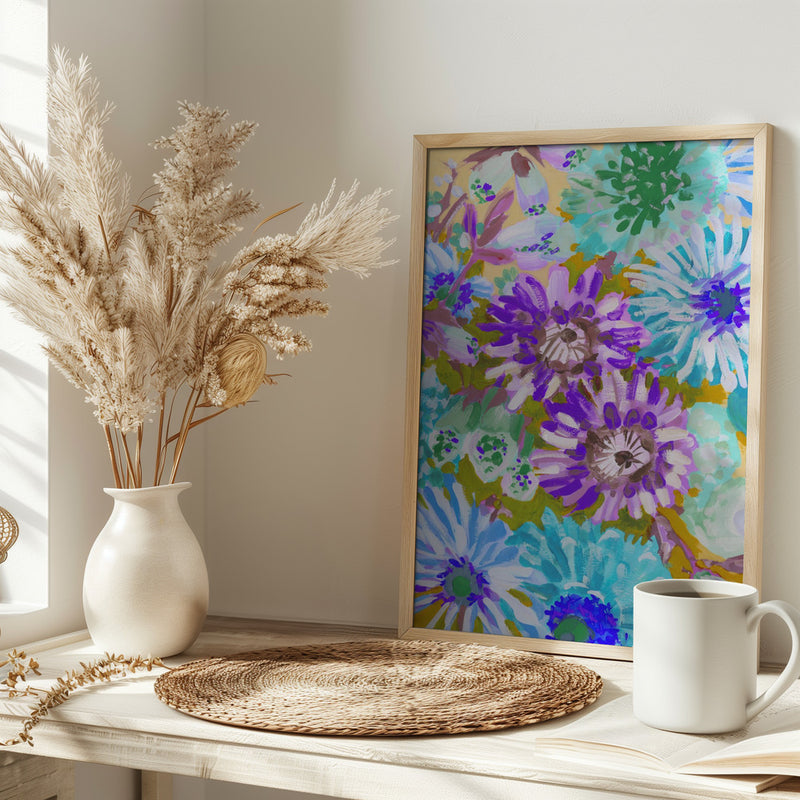 Purple Asters - Stretched Canvas, Poster or Fine Art Print I Heart Wall Art