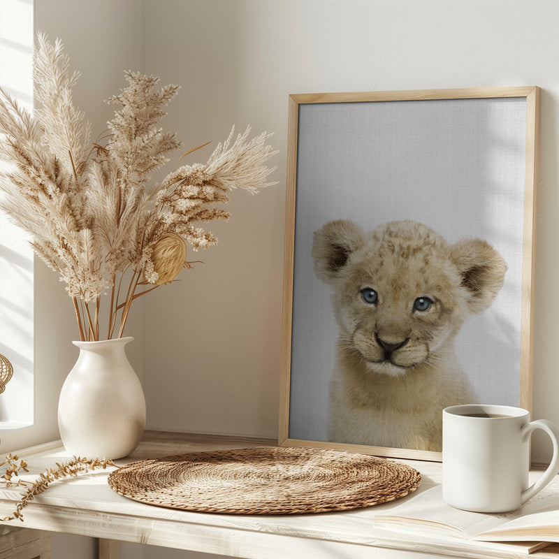 Peekaboo Baby Lion - Stretched Canvas, Poster or Fine Art Print I Heart Wall Art