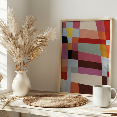 Warm Colors Bauhaus Geometry4 - Stretched Canvas, Poster or Fine Art Print I Heart Wall Art