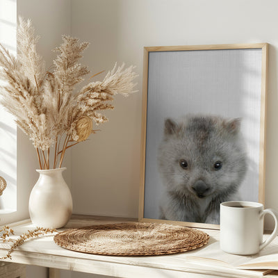 Peekaboo Baby Wombat - Stretched Canvas, Poster or Fine Art Print I Heart Wall Art