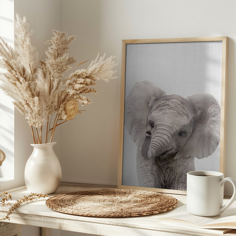 Peekaboo Baby Elephant - Stretched Canvas, Poster or Fine Art Print I Heart Wall Art