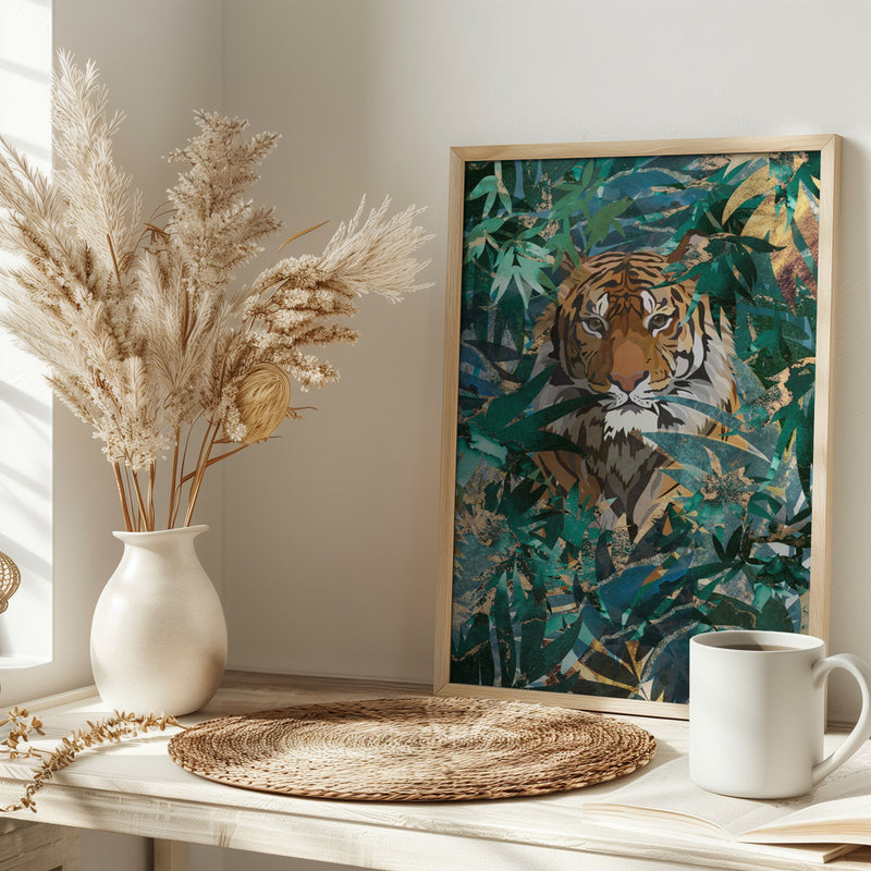 Tiger in the jungle 2 - Stretched Canvas, Poster or Fine Art Print I Heart Wall Art