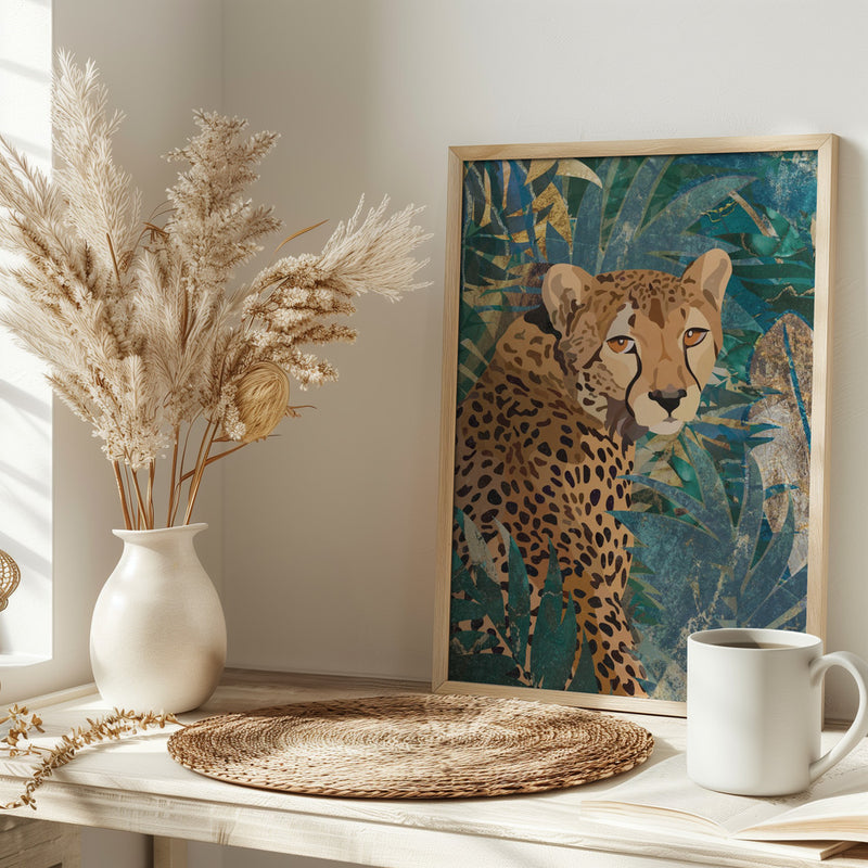 Cheetah In the Jungle 2 - Stretched Canvas, Poster or Fine Art Print I Heart Wall Art