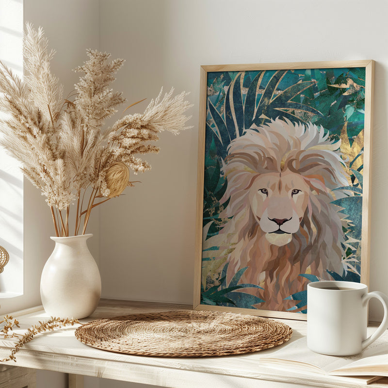 Lion Jungle 2 - Stretched Canvas, Poster or Fine Art Print I Heart Wall Art