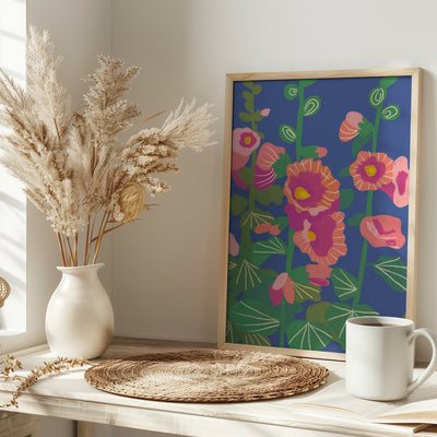 Hollyhocks - Stretched Canvas, Poster or Fine Art Print I Heart Wall Art