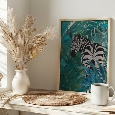 Zebra in the jungle 1 - Stretched Canvas, Poster or Fine Art Print I Heart Wall Art