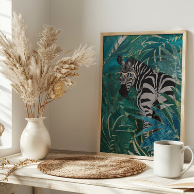 Zebra in the jungle 2 - Stretched Canvas, Poster or Fine Art Print I Heart Wall Art