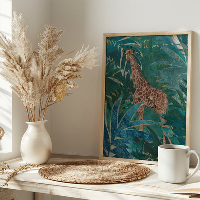 Giraffe in the jungle - Stretched Canvas, Poster or Fine Art Print I Heart Wall Art