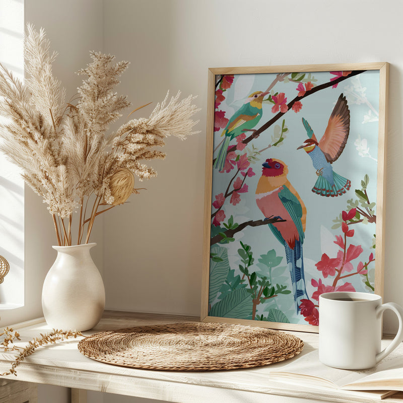 Birds of Summer - Stretched Canvas, Poster or Fine Art Print I Heart Wall Art