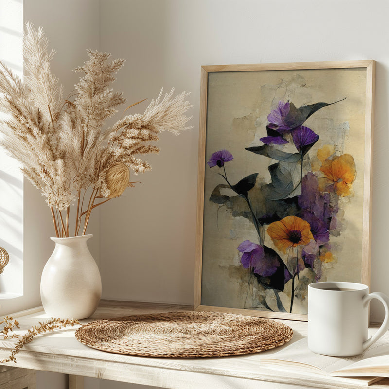 Purple Dry Flowers - Stretched Canvas, Poster or Fine Art Print I Heart Wall Art