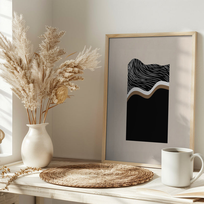 Monochrome Waves - Stretched Canvas, Poster or Fine Art Print I Heart Wall Art