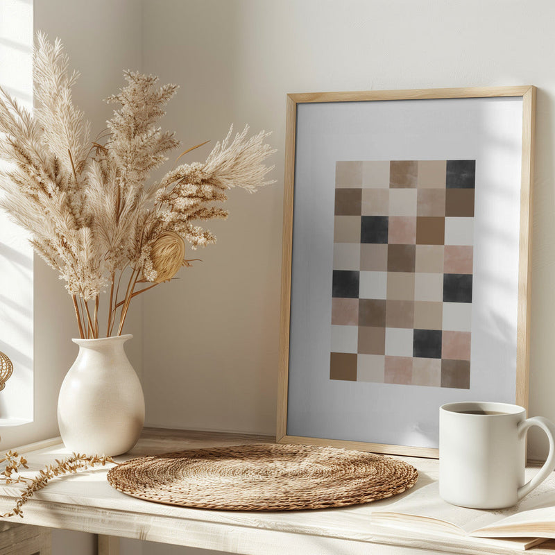 Geometric Pattern of Muted Earthy Tones - Stretched Canvas, Poster or Fine Art Print I Heart Wall Art