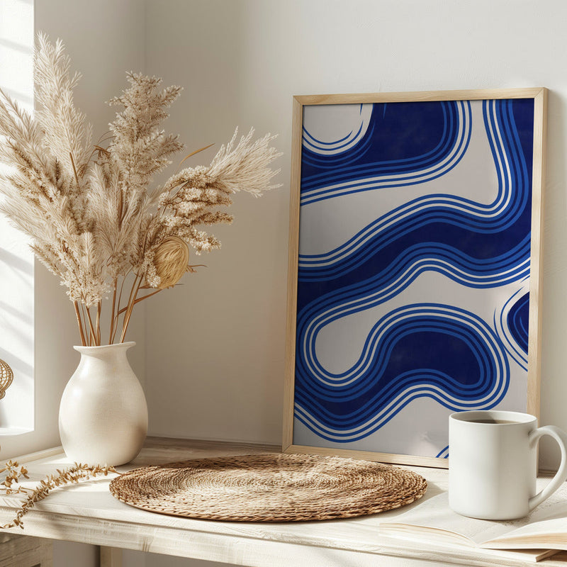 Blue Wave Patterns - Stretched Canvas, Poster or Fine Art Print I Heart Wall Art