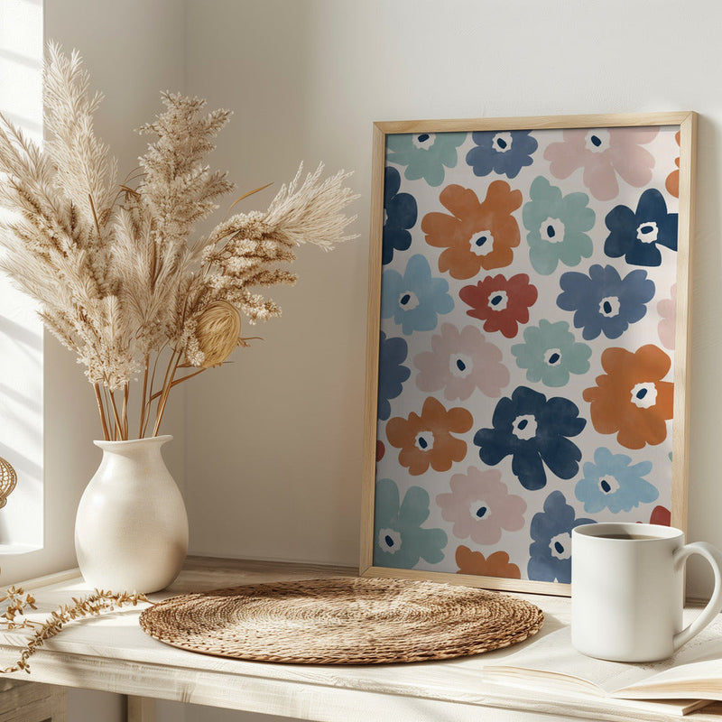 Floral Burst Fiesta - Stretched Canvas, Poster or Fine Art Print I Heart Wall Art
