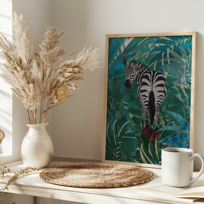 Zebra wearing heels in the jungle - Stretched Canvas, Poster or Fine Art Print I Heart Wall Art