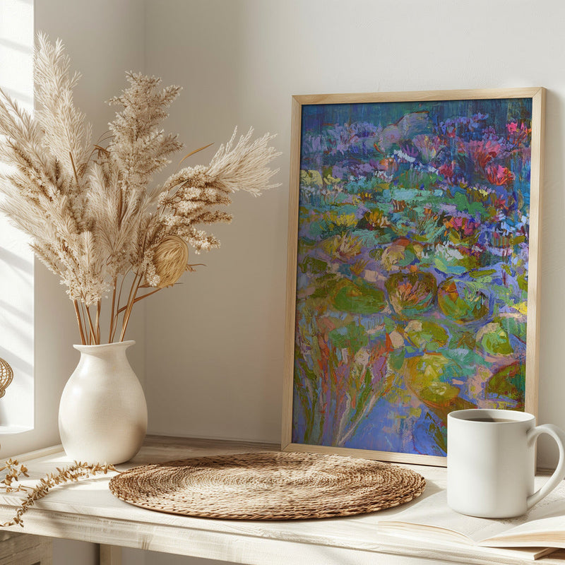 Lush Water Lilies - Stretched Canvas, Poster or Fine Art Print I Heart Wall Art