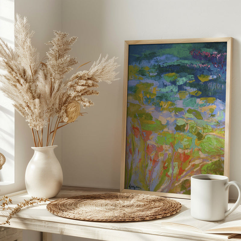 Vibrant Water Lilies - Stretched Canvas, Poster or Fine Art Print I Heart Wall Art
