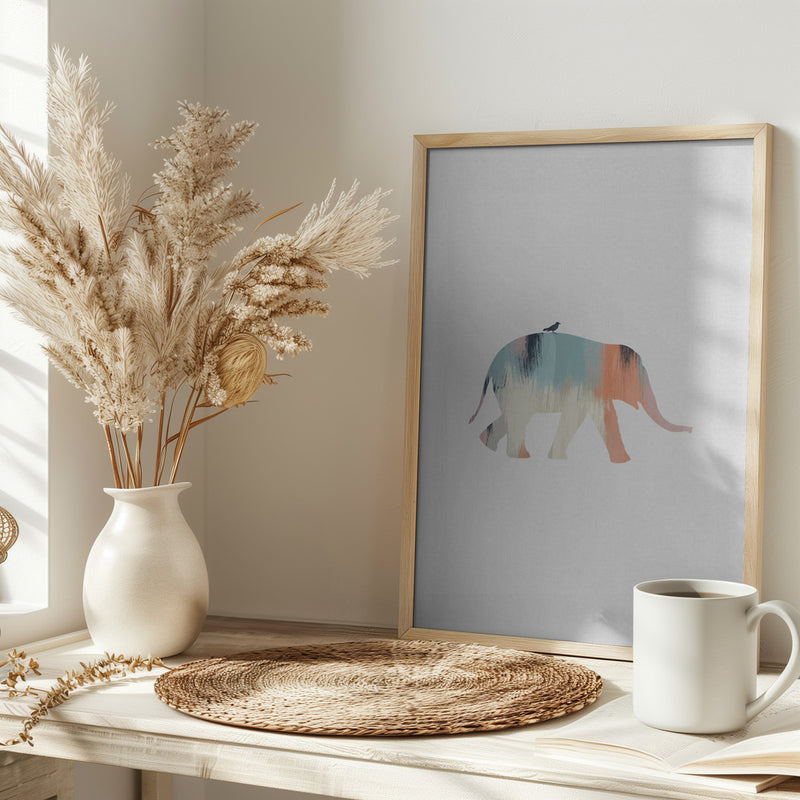 Pastel Elephant - Stretched Canvas, Poster or Fine Art Print I Heart Wall Art