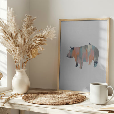 Pastel Hippo - Stretched Canvas, Poster or Fine Art Print I Heart Wall Art