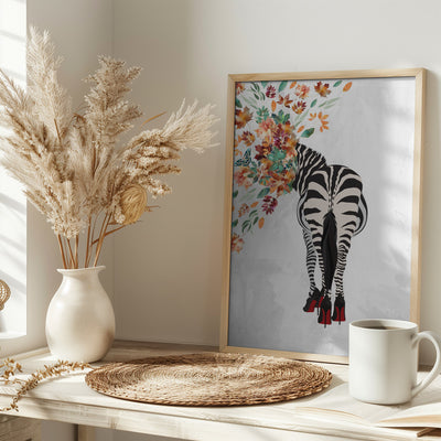 Zebra Flower Head 01 - Stretched Canvas, Poster or Fine Art Print I Heart Wall Art