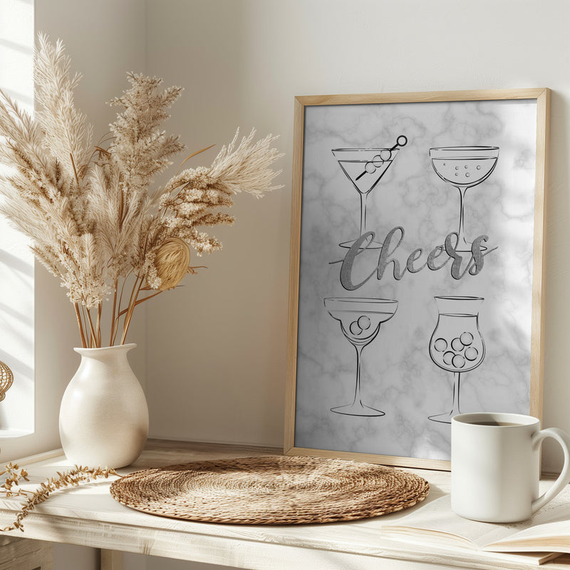 Cheers Cocktails - Stretched Canvas, Poster or Fine Art Print I Heart Wall Art