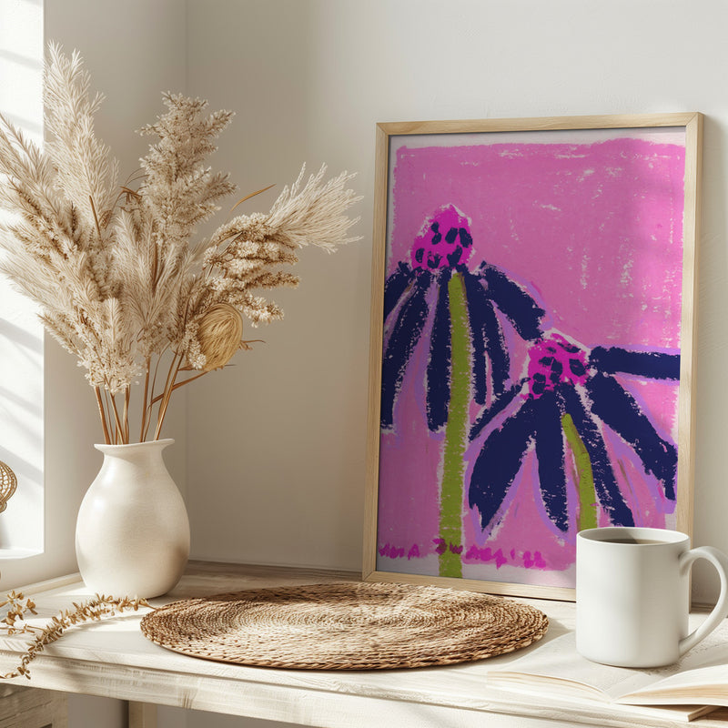 Echinacea   Pink - Stretched Canvas, Poster or Fine Art Print I Heart Wall Art