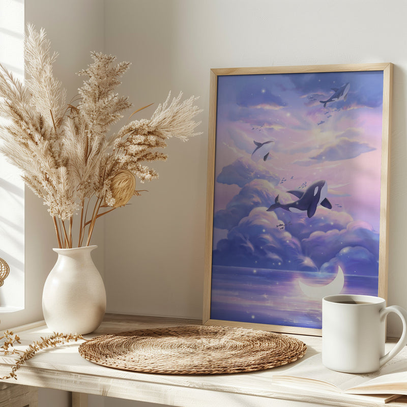 Fantasy Beautiful Whale - Stretched Canvas, Poster or Fine Art Print I Heart Wall Art