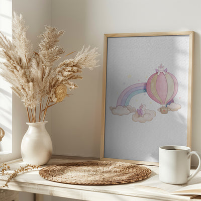 Kawai Cloudy Unicorn - Stretched Canvas, Poster or Fine Art Print I Heart Wall Art